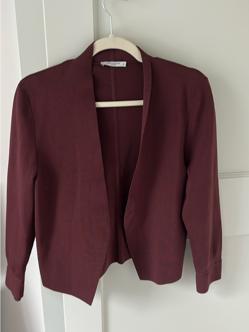 MM Lafleur Open-Front Burgundy Blazer